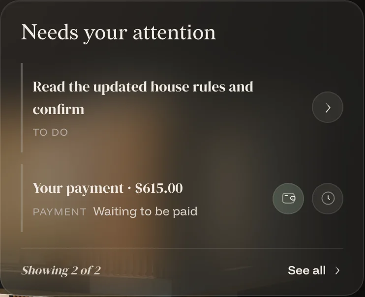 Today shows a payment of $615.00 waiting to be paid